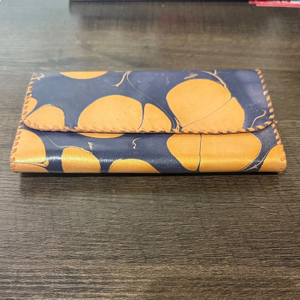 Blue And Orange Leaf Pattern Wallet - image 1